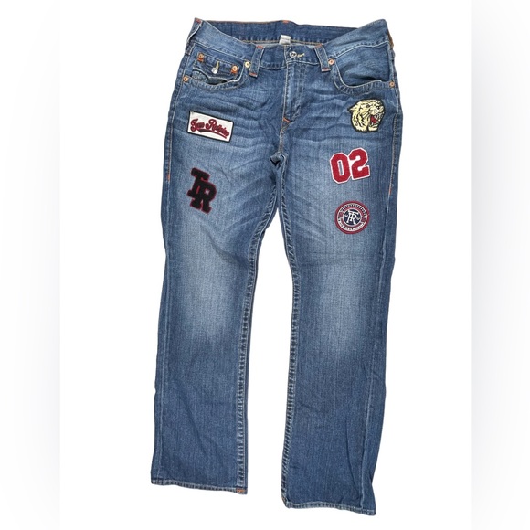 True Religion Straight Flap Patches Jeans Size 34 - Picture 2 of 16